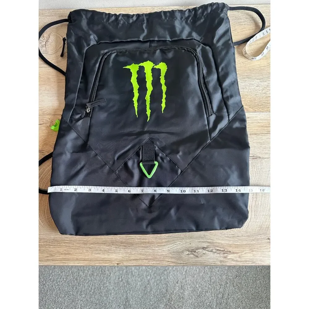 Monster Energy Deluxe Cinch Drawstring Backpack gym bag Black NEW